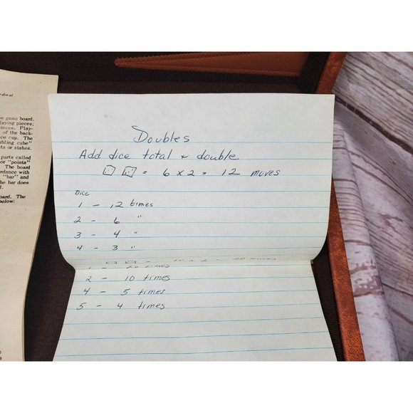 Vintage Tan Brown Stripe Backgammon Family Board Game With Booklet - Picture 12 of 12